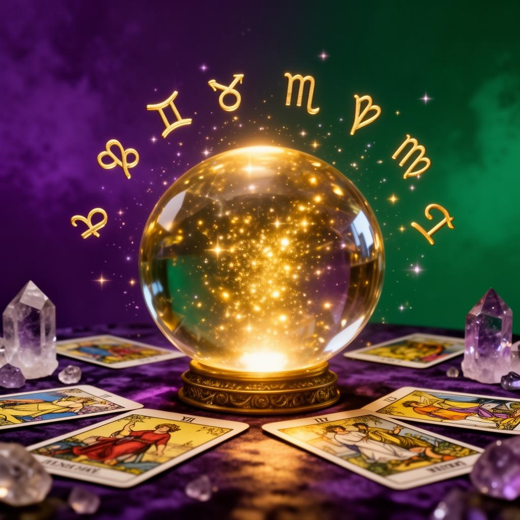 Crystal ball and tarot cards used in psychic reading